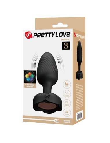 PRETTY LOVE - OSBORN PLUG ANAL AVEC LUMIÈRE LED NOIR 9,8 CM