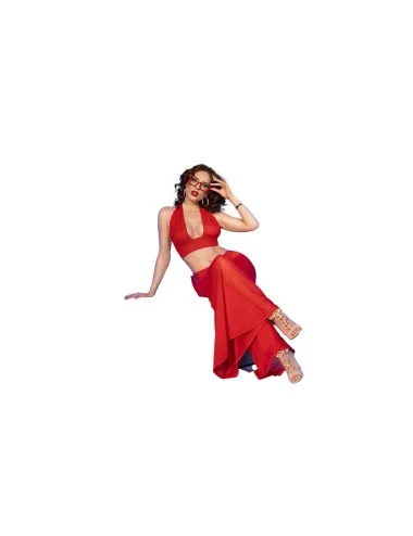 CHILIROSE - CR 4857 ENSEMBLE HAUT ET PANTALON ROUGE TAILLE L