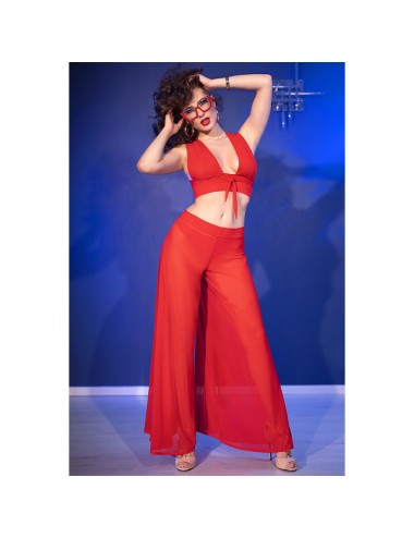 CHILIROSE - CR 4857 ENSEMBLE HAUT ET PANTALON ROUGE TAILLE XL