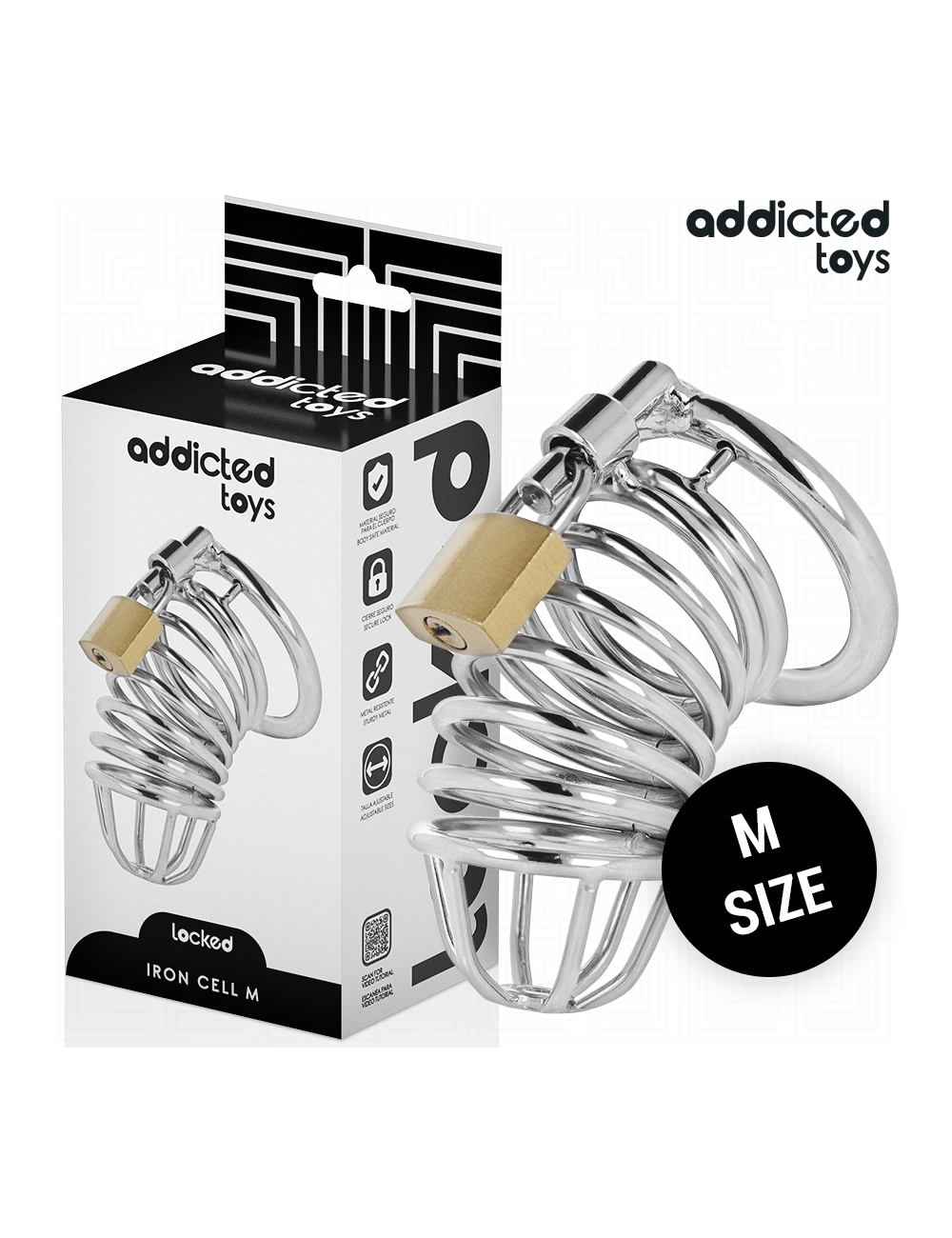 ADDICTED TOYS LOCKED - CAGE À PÉNIS EN MÉTAL IRON CELL TAILLE M ADDICTED TOYS LOCKED - CAGE À PÉNIS EN MÉTAL IRON CELL TAILLE M
