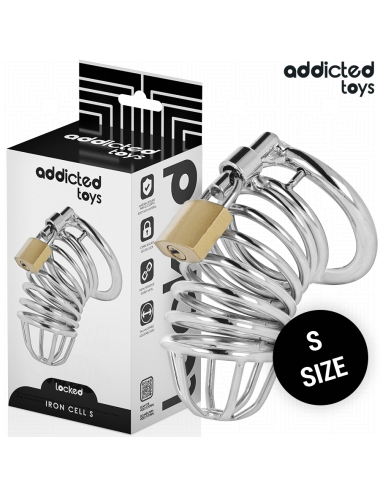 ADDICTED TOYS LOCKED - CAGE À PÉNIS EN MÉTAL IRON CELL 4 CM TAILLE S