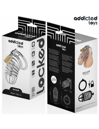 ADDICTED TOYS LOCKED - CAGE À PÉNIS EN MÉTAL IRON CELL 4 CM TAILLE S