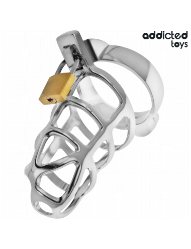 ADDICTED TOYS LOCKED - CAGE À PÉNIS EN MÉTAL AVEC VERROU ARGENT TAILLE M