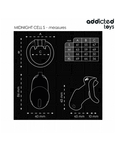 ADDICTED TOYS LOCKED - CAGE À PÉNIS MINDNIGHT CELL TAILLE S 4.8 CM
