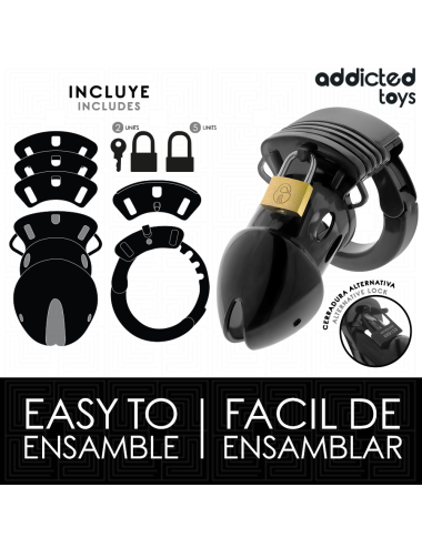 ADDICTED TOYS LOCKED - CAGE À PÉNIS CHASTETÉ PROFONDEUR 7,5 CM