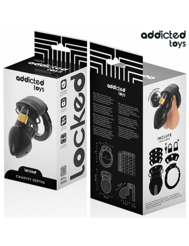 ADDICTED TOYS LOCKED - CAGE À PÉNIS CHASTETÉ PROFONDEUR 7,5 CM