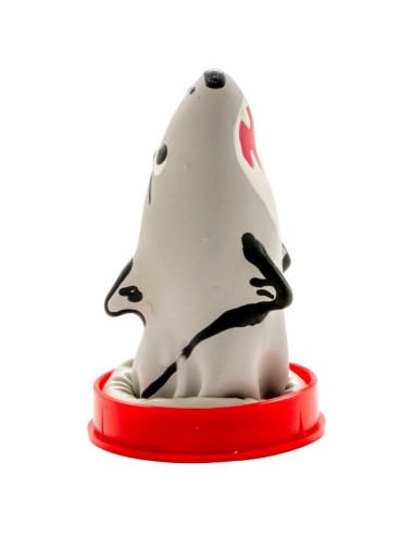 CONDOMERIE - PRÉSERVATIFS FANTAISIE PEINTS À LA MAIN MODÈLE REQUIN 1