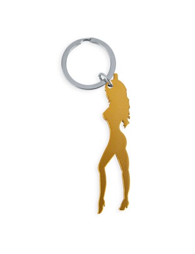 DIABLO PICANTE - PORTE-CLÉS AVEC SILHOUETTE FÉMININE COULEUR OR AVEC DÉCAPOTEUR