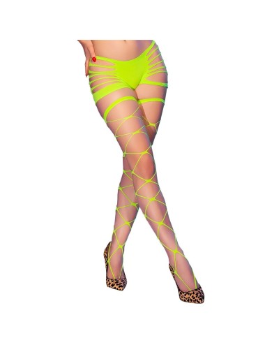CHILIROSE - CR 4867 COLLANTS RÉSEILLE VERT FLUO AVEC TROUS