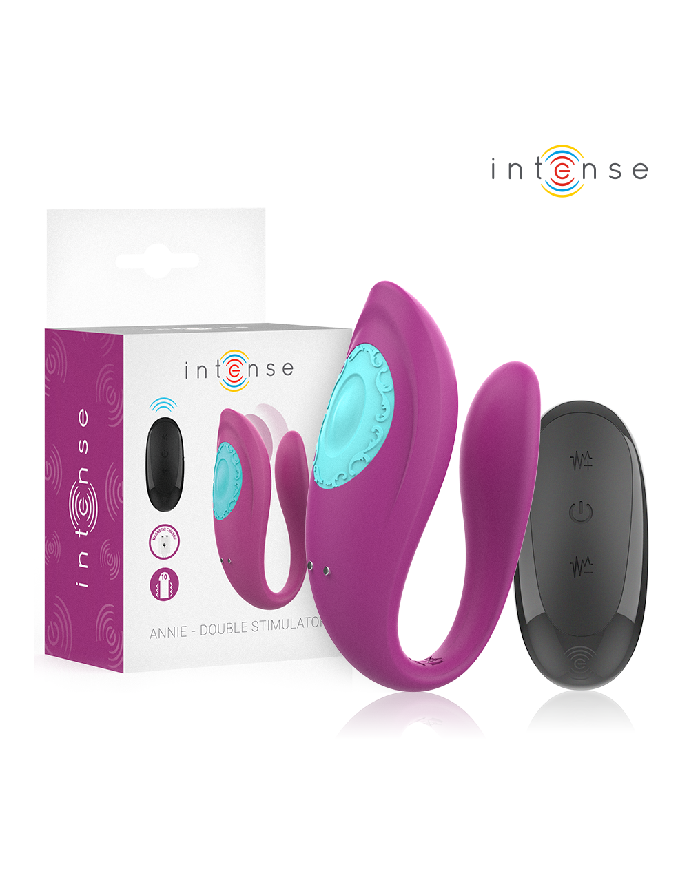 INTENSE - ANNIE VIBRATEUR ET STIMULATEUR EN U VIOLET TÉLÉCOMMANDE INTENSE - ANNIE VIBRATEUR ET STIMULATEUR EN U VIOLET TÉLÉCOMMANDE
