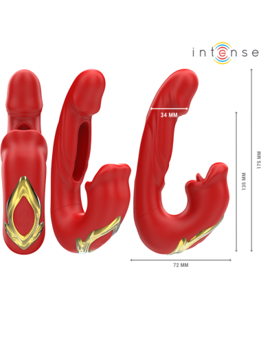 INTENSE - NATHY DOUBLE VIBRATEUR AVEC BOUCHE STIMULANTE MULTIFONCTION ROUGE
