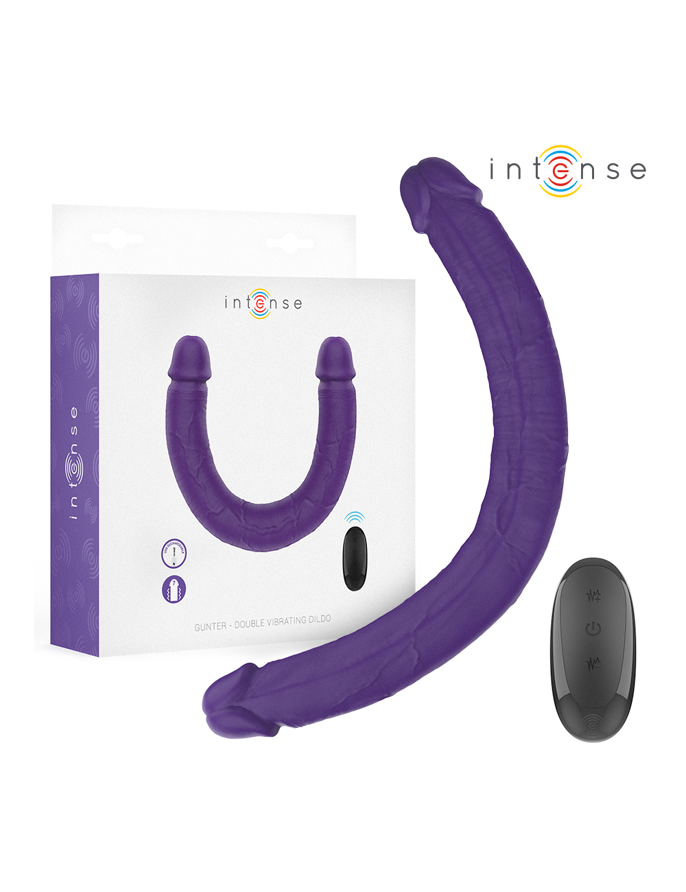 INTENSE - GUNTER DILDO DOUBLE VIBRATEUR 40 CM VIOLET TÉLÉCOMMANDE