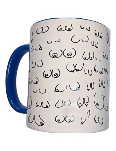 DIABLO PICANTE - MUG SEINS BLANCS AVEC ANSE BLEUE 370 ML