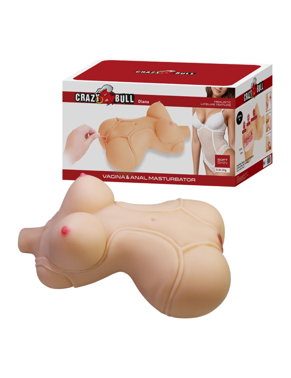 CRAZY BULL - DIANA TORSE FÉMININ RÉALISTE VAGIN ET ANAL 5 KG