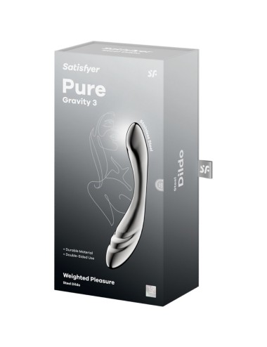 SATISFYER - PURE GRAVITY 3 GODEMICHET DOUBLE EXTRÉMITÉ EN ACIER INOXYDABLE