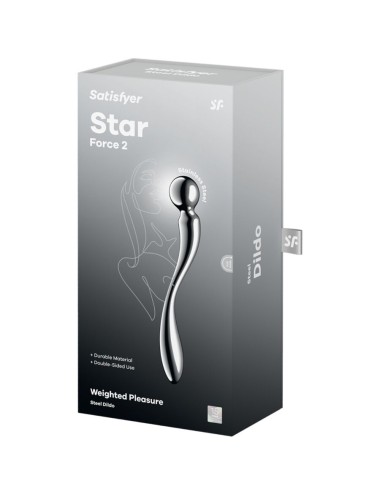 SATISFYER - STAR FORCE 2 GODEMICHET DOUBLE EN ACIER INOXYDABLE