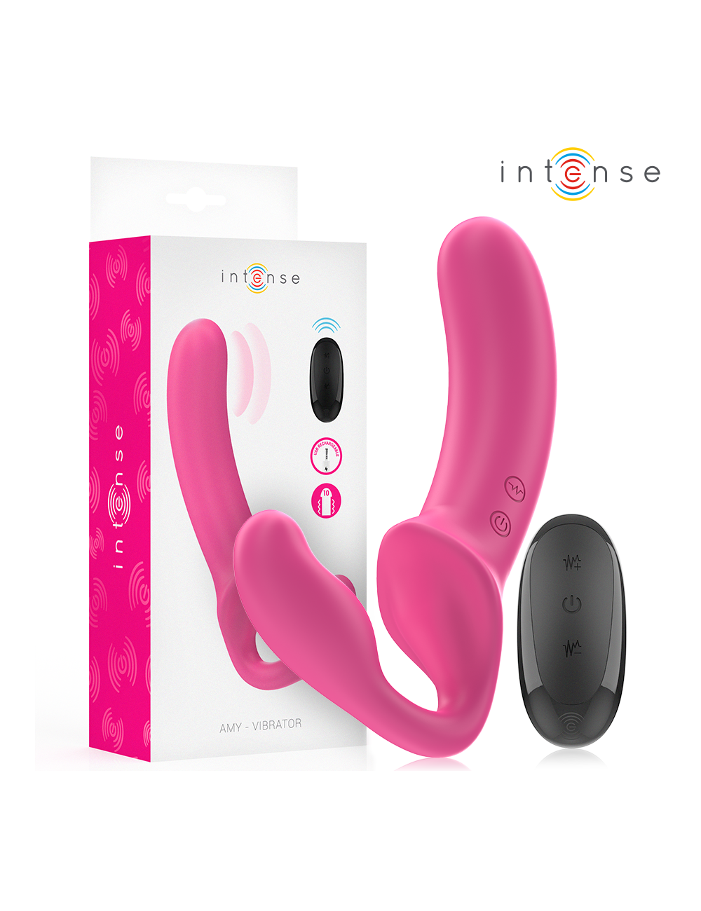 INTENSE - AMY DOUBLE VIBRATEUR 20 CM ROSE TÉLÉCOMMANDE