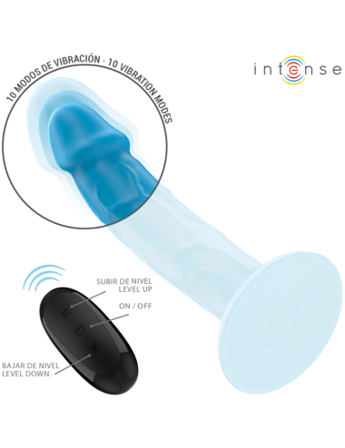INTENSE - PHOEBE VIBRATEUR RÉALISTE 10 VIBRATIONS TÉLÉCOMMANDE BLEU
