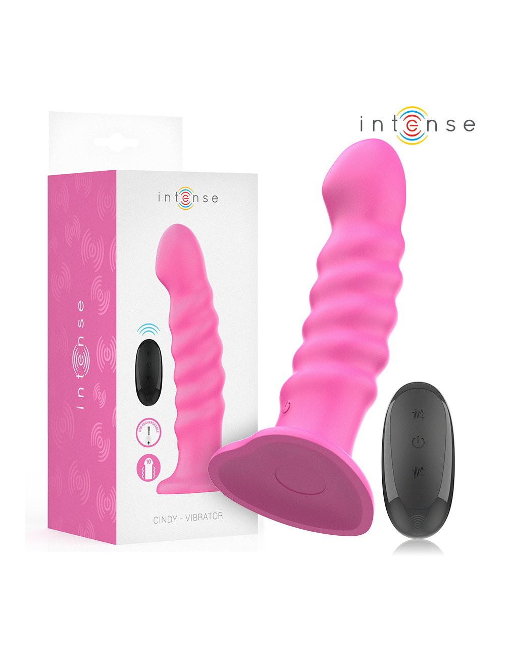 INTENSE - CINDY VIBRATEUR TAILLE L DESIGN SPIRALE 10 VIBRATIONS ROSE TÉLÉCOMMANDE