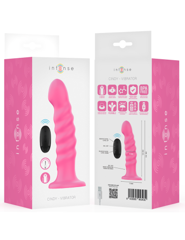 INTENSE - CINDY VIBRATEUR TAILLE L DESIGN SPIRALE 10 VIBRATIONS ROSE TÉLÉCOMMANDE
