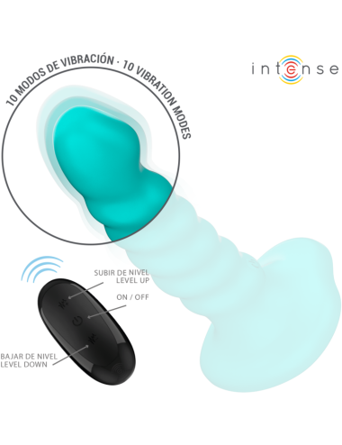 INTENSE - BUFFY VIBRATEUR TAILLE S DESIGN SPIRALE 10 VIBRATIONS TÉLÉCOMMANDE BLEUE