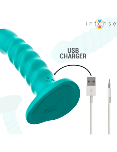 INTENSE - BUFFY VIBRATEUR TAILLE S DESIGN SPIRALE 10 VIBRATIONS TÉLÉCOMMANDE BLEUE