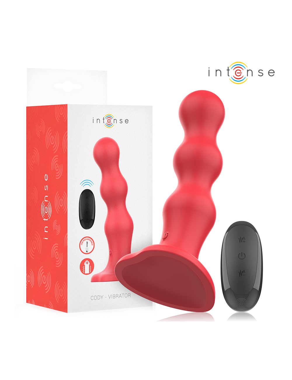 INTENSE - CODY VIBRATEUR AVEC VENTOUSE TÉLÉCOMMANDE ROUGE