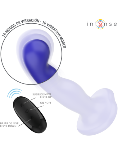 INTENSE - SHORTY VIBRATEUR AVEC VENTOUSE TÉLÉCOMMANDE BLEUE