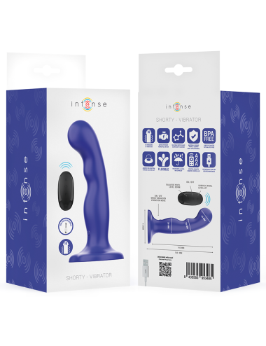 INTENSE - SHORTY VIBRATEUR AVEC VENTOUSE TÉLÉCOMMANDE BLEUE