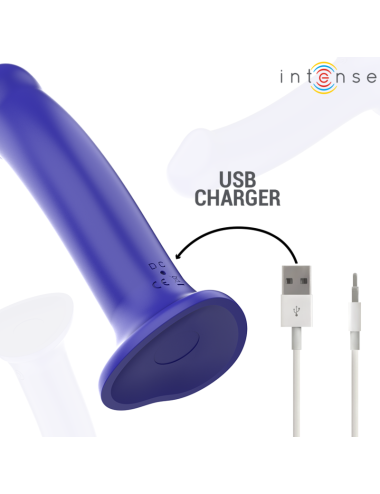 INTENSE - VICTORIA VIBRATEUR AVEC VENTOUSE 10 VIBRATIONS BLEU FONCÉ TÉLÉCOMMANDE