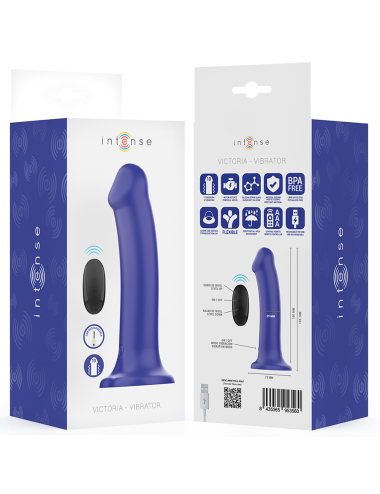 INTENSE - VICTORIA VIBRATEUR AVEC VENTOUSE 10 VIBRATIONS BLEU FONCÉ TÉLÉCOMMANDE