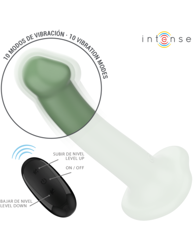 INTENSE - BECCA VIBRATEUR AVEC VENTOUSE 10 VIBRATIONS TÉLÉCOMMANDE VERTE
