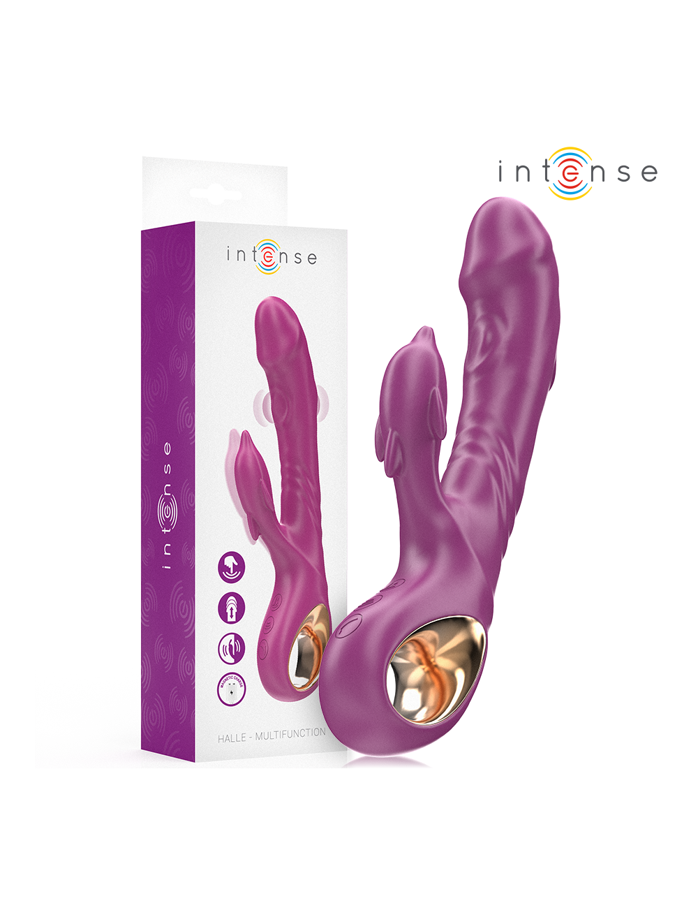INTENSE - HALLE VIBRATEUR MULTIFONCTION AVEC LANGUE STIMULANTE DAUPHIN VIOLET