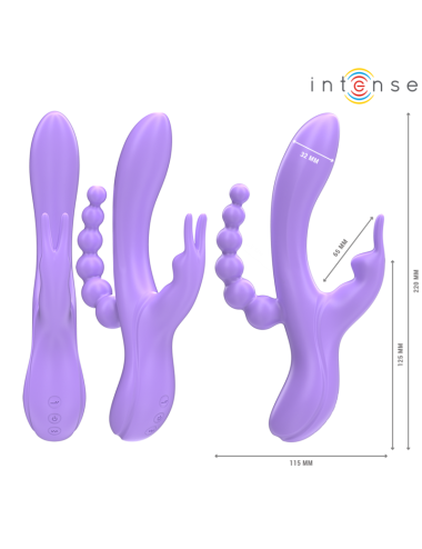 INTENSE - MIKO TRIPLE VIBRATEUR LAPIN & STIMULATEUR & ANAL 7 VIBRATIONS VIOLET