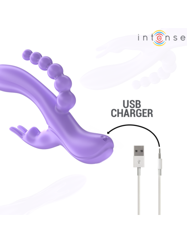 INTENSE - MIKO TRIPLE VIBRATEUR LAPIN & STIMULATEUR & ANAL 7 VIBRATIONS VIOLET