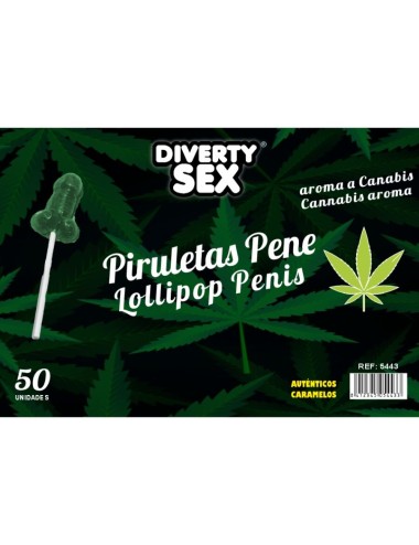 DIABLO GOLOSO - 50 SUCETTES PÉNIS ARÔME CANNABIS