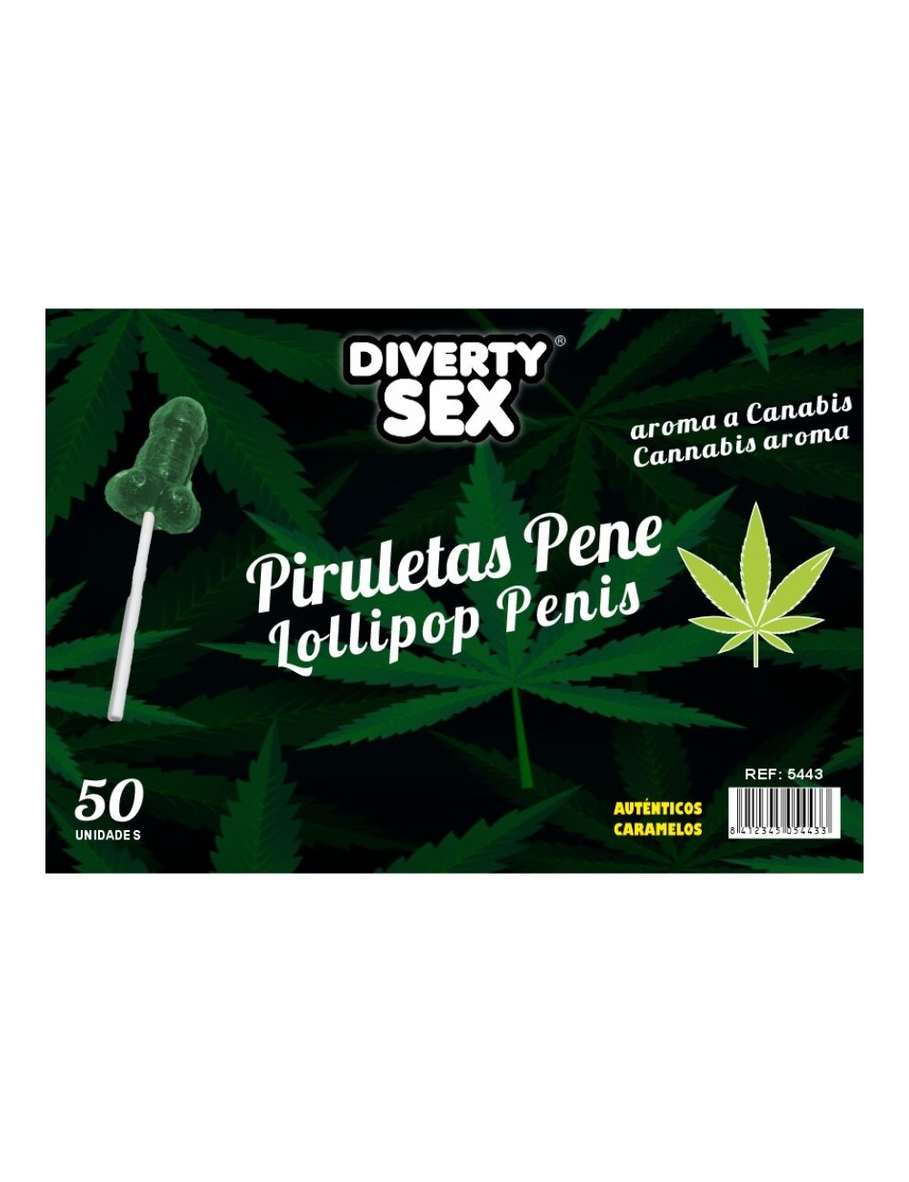 DIABLO GOLOSO - 50 SUCETTES PÉNIS ARÔME CANNABIS