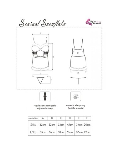 LIVCO CORSETTI FASHION - SENSUAL SNOWFLAKE LC 90603 CHEMISE DE NOËL + STRING + BANDEAU S/M