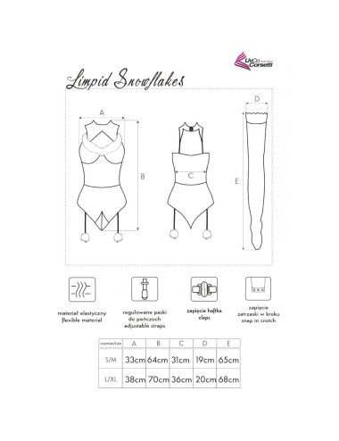 LIVCO CORSETTI FASHION - LIMPID SNOWFLAKES LC 90604 BODY + BAS + BANDEAU DE NOËL L/XL