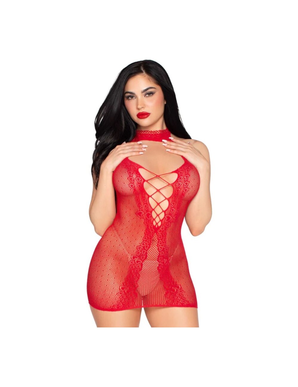 LEG AVENUE - 81675 ROBE MINI DOS NU ROUGE - TAILLE UNIQUE