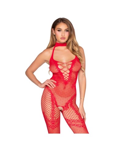 LEG AVENUE - 89336 BODYSTOCKING SANS FOURCHE ROUGE - TAILLE UNIQUE