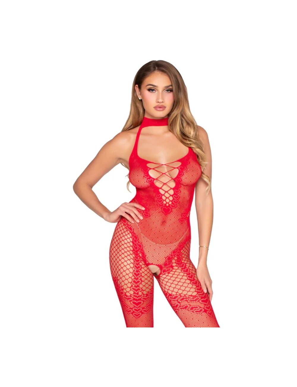 LEG AVENUE - 89336 BODYSTOCKING SANS FOURCHE ROUGE - TAILLE UNIQUE