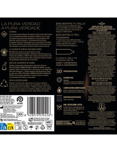 DUREX - CONNEXION TOTALE XL ULTRA FINE PLUS SANS LATEX 10 UNITÉS