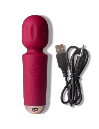 ROCKS-OFF - MINI BAGUETTE RECHARGEABLE 16 FONCTIONS ROUGE AZALÉE