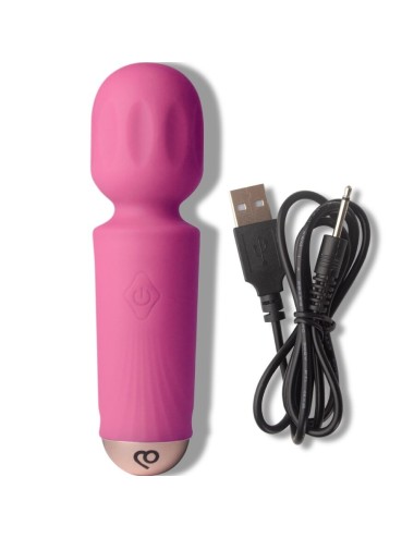 ROCKS-OFF - MINI BAGUETTE RECHARGEABLE 16 FONCTIONS ROSE PIVOINE