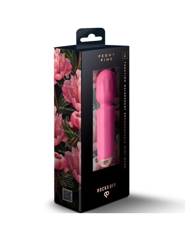 ROCKS-OFF - MINI BAGUETTE RECHARGEABLE 16 FONCTIONS ROSE PIVOINE