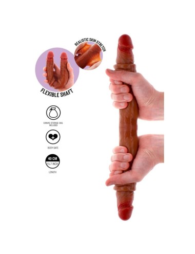 GET REAL - GODEMICHET EN SILICONE À DOUBLE EXTRÉMITÉ CARAMEL 40 CM