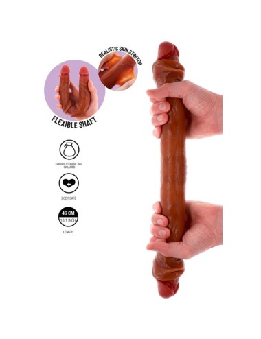 GET REAL - GODEMICHET EN SILICONE À DOUBLE EXTRÉMITÉ CARAMEL 46 CM