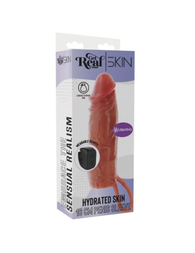 GET REAL - MANCHON PÉNIS VIBRANT EN SILICONE HYDRATANT CARAMEL 16 CM