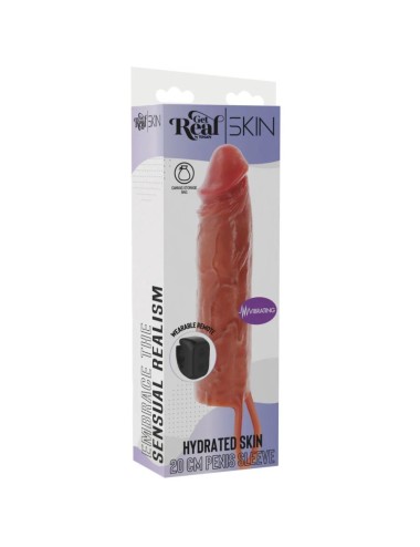GET REAL - MANCHON PÉNIS VIBRANT EN SILICONE HYDRATANT CARAMEL 20 CM